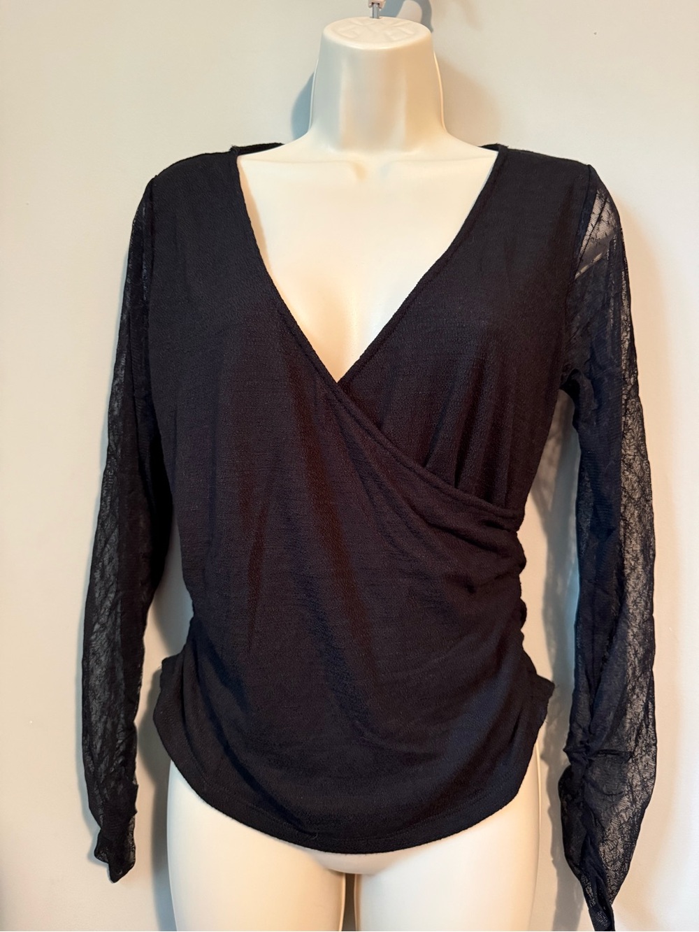 Elegant Black Wrap Blouse